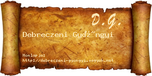 Debreczeni Gyöngyi névjegykártya